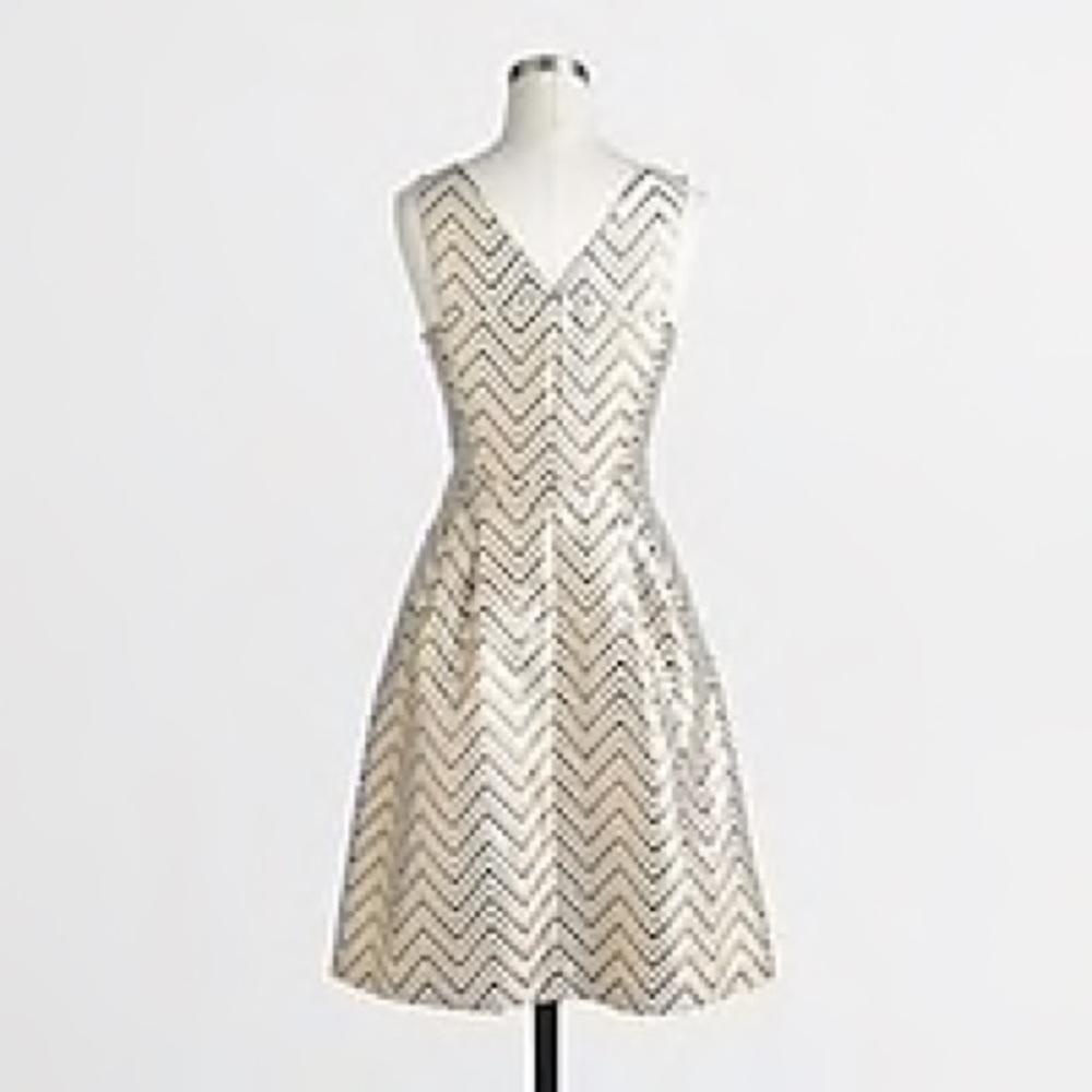 J. Crew White and Gold Dress
